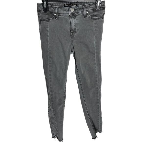 Abercrombie Fitch Skinny Jeans Womens Size 24 Gray Mid Rise Raw Hem Minimalist - Picture 1 of 7
